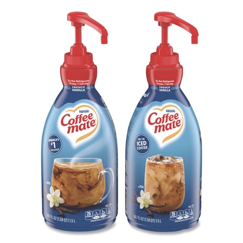 Creamers | Coffee-Mate 12039864 1.5 Liter Liquid Coffee Creamer Pump Bottle - French Vanilla (2/Carton) image number 0