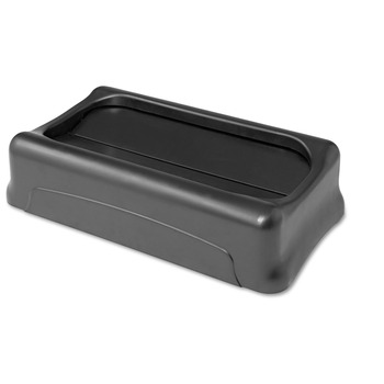 Rubbermaid Commercial FG267360BLA Slim Jim 11.38 in. x 20.5 in. x 5 in. Swing Lid - Black