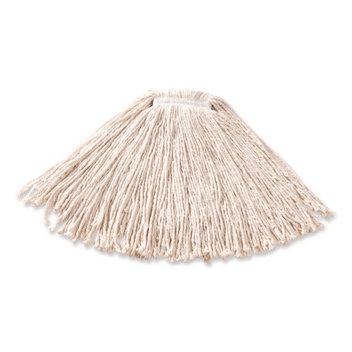 Mop Heads | Rubbermaid Commercial FGF11600WH00 12-Piece 16 oz. Premium Cut-End Cotton Wet Mop Head with 1 in. Orange Band (White) image number 0