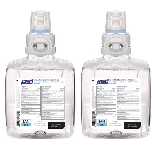 Hand Sanitizers | PURELL 7851-02 1200 ml Fragrance-Free Advanced Hand Sanitizer Green Certified Foam Refill for CS8 Dispensers (2/Carton) image number 0