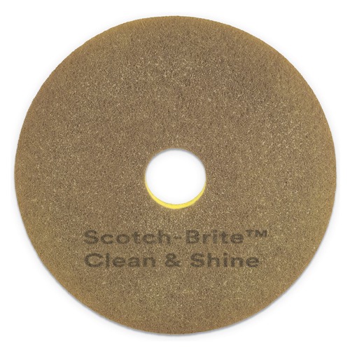 Floor Pads-Stripping | Scotch-Brite 09541 Clean and Shine 20 in. Diameter Pad - Brown/Yellow (5/Carton) image number 0