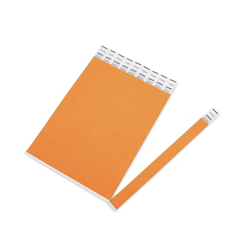Wristbands | Advantus 91120 9.75 in. x 0.75 in. Numbered Crowd Management Wristbands - Neon Orange (500/Pack) image number 0