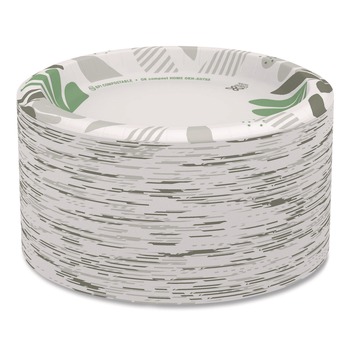 Dixie SXP9PATH Pathways Soak Proof Shield 8.5 in. Paper Plates - Green/Burgundy (125/Pack)