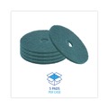Floor Pads-Stripping | Boardwalk BWK4018GRE 18 in. Diameter Heavy-Duty Scrubbing Floor Pads - Green (5/Carton) image number 4