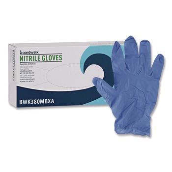 RESTAURANT EQUIPMENT | Boardwalk 380MBXA 4 mil Disposable General-Purpose Nitrile Gloves - Medium, Blue (100/Box)