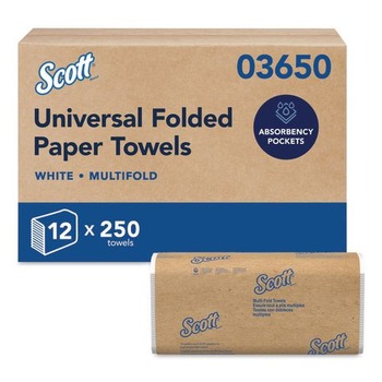 Scott 03650 9.2 in. x 9.4 in. Multi-Fold Towels - White (3000/Carton)