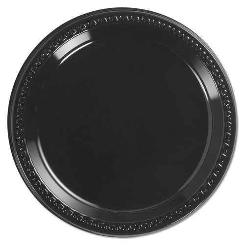 Plates | Chinet 81409 9 in. Diameter Heavyweight Plastic Plates - Black (500/Carton) image number 0