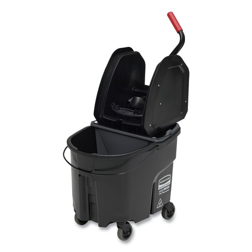 Buckets & Wringers | Rubbermaid Commercial 1863898 35 qt. WaveBrake 2.0 Down-Press Plastic Bucket/Wringer Combos - Black image number 0