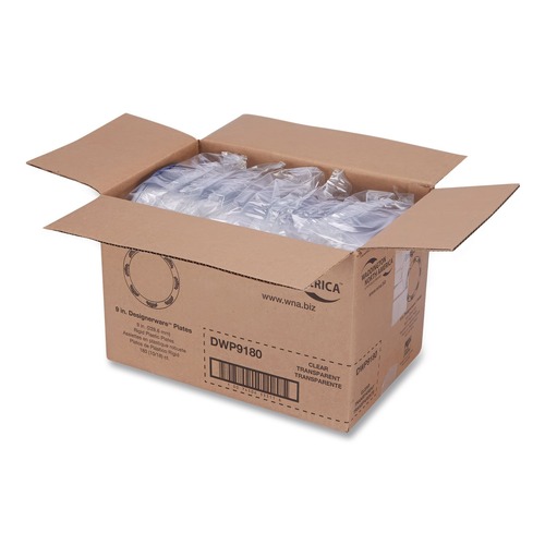 Plates | WNA WNA DWP9180 9 in. Diameter Designerware Plastic Plates - Clear (10 Pack, 18 Packs/Carton) image number 0