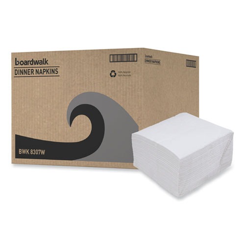 Dinner Napkins | Boardwalk BWK8307 17 in. x 17 in. 1-Ply Dinner Napkin - White (3000/Carton) image number 0