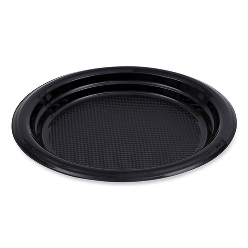 Plates | Boardwalk BWKPLTHIPS6BL 6 in. Diameter Hi-Impact Plastic Dinnerware Plate - Black (1000/Carton) image number 0
