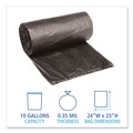 Low-Density Trash Bags | Boardwalk H4823RKKR01 10 Gallon 0.35 mil 24 in. x 23 in. Perforated Roll Low-Density Waste Can Liners - Black (50 Bags/Roll, 10 Rolls/Carton) image number 2