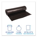 Low-Density Trash Bags | Boardwalk X8647XKKR01 43 in. x 47 in. 56 gal. 1.6 mil Recycled Low-Density Polyethylene Can Liners - Black (100/Carton) image number 3