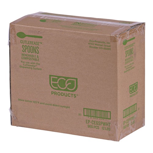 Disposable Spoons | Eco-Products EP-CE6SPWHT 6 in. Cutlery Spoon for Cutlerease Dispensing System - White (960/Carton) image number 0