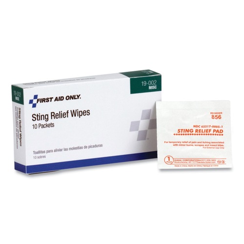 Antiseptic Wipes Pads | PhysiciansCare by First Aid Only 19-002 First Aid Sting Relief Pads (10/Box) image number 0