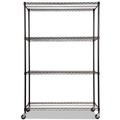 Racks & Shelving | Alera ALESW604818BL 48 in. x 18 in. x 72 in. NSF Certified 4-Shelf Wire Shelving Kit with Casters - Black image number 1