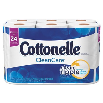 TOWELS AND WIPES | Cottonelle 12456 Clean Care 1-Ply Septic Safe Bathroom Tissue - White (12/Pack)
