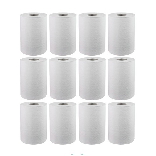 Perforated Roll & Hand Towels | Windsoft WIN109 1-Ply 8 in. x 350 ft. Hardwound Paper Towel Rolls - White (12 Rolls/Carton) image number 0