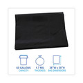Low-Density Trash Bags | Boardwalk H7658WKK 60 Gallon 1.7 mil 38 in. x 58 in. Flat Pack Linear Low Density Industrial Can Liners - Black (100/Carton) image number 3