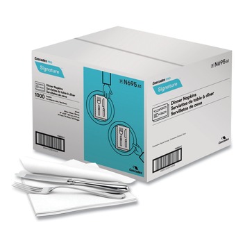 Cascades PRO N695 15 in. x 16.5 in. 1-Ply Signature Airlaid Dinner Napkins/Guest Hand Towels (1000/Carton)