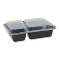 Food Containers & Lids | Pactiv Corp. NC8288B Newspring VERSAtainer 6 x 8.5 x 2.5 30 oz 2-Compartment Rectangular Plastic Microwavable Containers - Black/Clear (150/Carton) image number 0