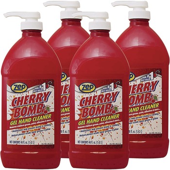 Zep Commercial ZUCBHC484 48 oz. Cherry Bomb Gel Hand Cleaner - Cherry Scent (4/Carton)
