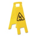 Signs | Boardwalk 3485217 10 in. x 2 in. x 26 in. 2-Sided Site Safety Wet Floor Caution Sign - Yellow image number 0