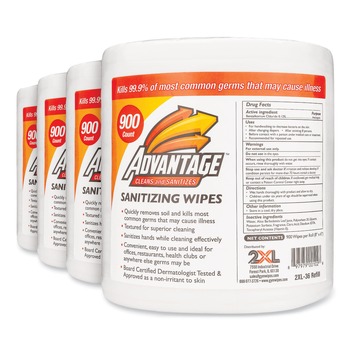 2XL TXL L36 1-Ply 6 x 8 Gym Wipes Advantage - Unscented/White (4/Carton)