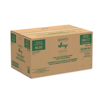 Dart 8SJ32 8 oz. 4.63 in. Diameter x 1.13 in. Height Squat Foam Container - White (500/Carton)