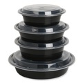 Food Containers & Lids | GEN FCPP-BC-16RND 6.29 in. x 6.29 in. x 1.96 in. 16 oz. Plastic Microwavable Food Container with Lid - Round Black/Clear (150/Carton) image number 2