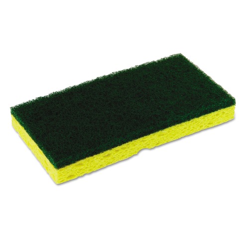 Scouring Pads & Sticks | Continental SS652 0.88 Thick 3.13 x 6.25 Medium-Duty Scrubber Sponge - Yellow/Green (8/Carton) image number 0