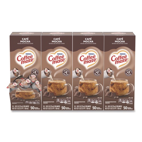 Creamers | Coffee-Mate 11002807 0.38 oz. Mini Cups Liquid Coffee Creamer - Cafe Mocha (200/Carton) image number 0