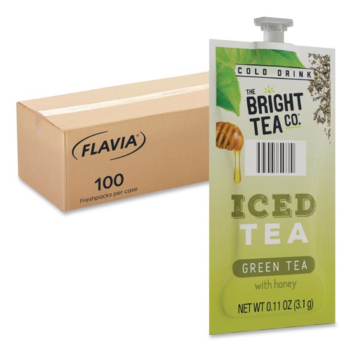 Tea | FLAVIA 48049 The Bright Tea Co. Tea Freshpack - Iced Green Tea with Honey (100/Carton) image number 0