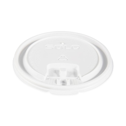 Cup Lids | SOLO LB3161-00007 Lift Back and Lock Tab Lids for 10 oz. - 24 oz. Paper Cups - White (1000/Carton) image number 0