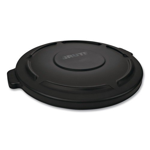 Waste Receptacle Lids | Rubbermaid Commercial 1867532 BRUTE 22.25 in. Diameter Self-Draining Flat Top Lids for 32 Gallon Round BRUTE Containers - Black image number 0