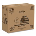 Food Containers & Lids | Dart 50HT1 5.38 in. x 5.5 in. x 2.88 in. Foam Hinged Lid Containers - White (500/Carton) image number 4