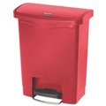 Indoor Waste Receptacles | Rubbermaid Commercial 1883564 Streamline 8-Gallon Front Step Style Resin Step-On Container - Red image number 0