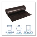 Low-Density Trash Bags | Boardwalk X7658SKKR01 38 in. x 58 in. 60 gal. 1.2 mil Recycled Low-Density Polyethylene Can Liners - Black (100/Carton) image number 3