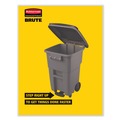 Outdoor Waste Receptacles | Rubbermaid Commercial FG9W2100GRAY 65 Gallon Square Polyethylene Brute Rollout Heavy-Duty Waste Container - Gray image number 3
