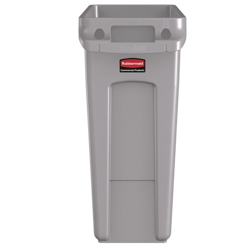 Indoor Waste Receptacles | Rubbermaid Commercial 1971258 15.875 Gallon Rectangular Plastic Slim Jim Waste Container with handles - Light Gray image number 0
