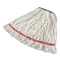 Mop Heads | Rubbermaid Commercial FGA21206WH00 Web Foot Shrinkless Looped-End Cotton/Synthetic Wet Mop Heads - Medium, White image number 3