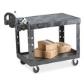 Carts | Rubbermaid Commercial FG450500BLA 19.19 in. x 37.88 in. x 33.33 in. 500 lb. Capacity Plastic Flat Shelf Utility Cart - Black image number 3