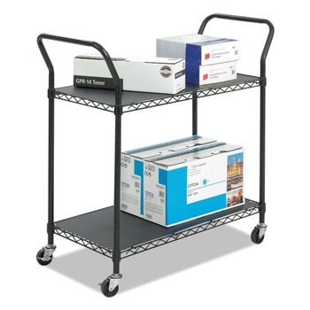 CARTS | Safco 5337BL 43.75 in. x 19.25 in. x 40.5 in. 2 Shelves 400 lbs. Capacity Wire Metal Utility Cart - Black