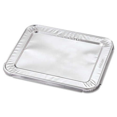 Steam Table Parts | Handi-Foil 204930 12.27 in. x 10.44 in. 30 Gauge Steam Pan Foil Lids Fits Half-Size Pan (100/Carton) image number 0